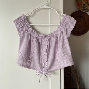 Urban Outfitters Women's Lavender Short Sleeve Off Shoulder Crop Top NWT - M